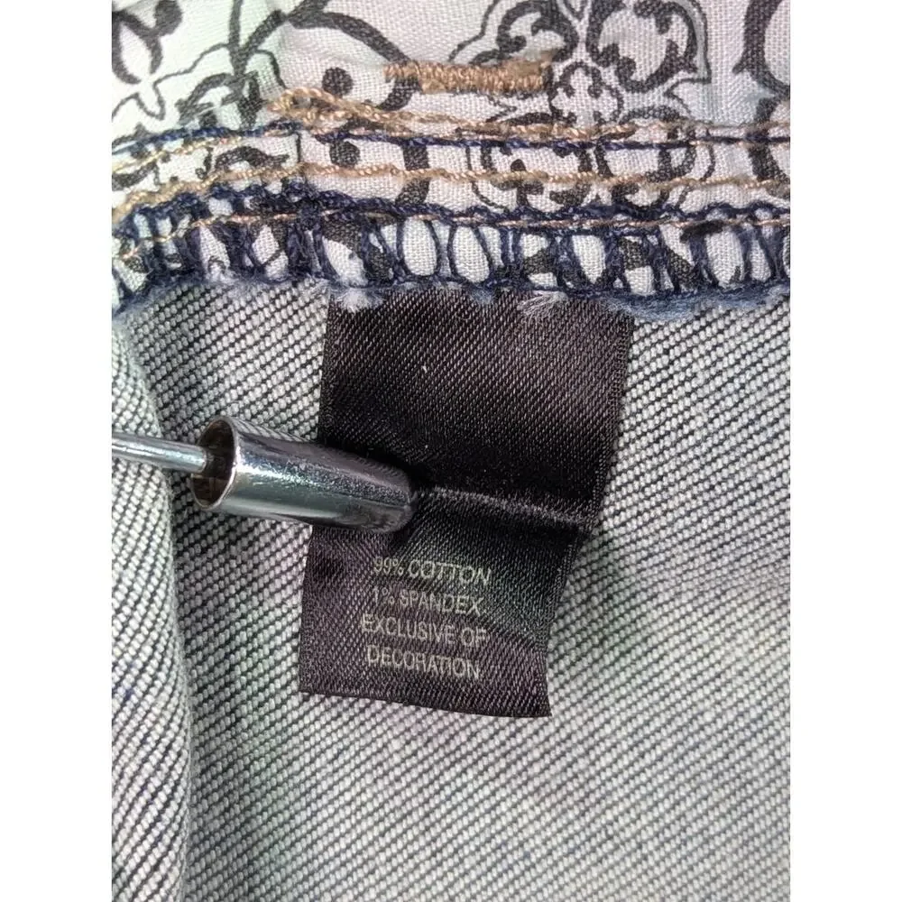 White House Black Market Blanc Bootcut Jeans 12R Blue Embroidered Pockets WHBM
